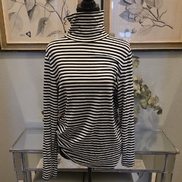 Merona Black and White Striped Turtleneck - Picture 1 of 2